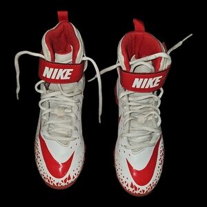 Nike Red and White High-Top Sneakers
